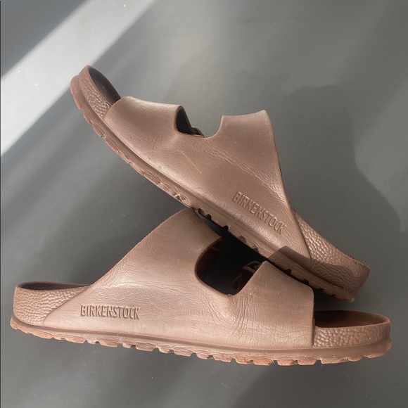 Birkenstock Brown Double-Buckle Slide Waterproof Sandals Sz 38 Vacation Beach - Picture 5 of 14